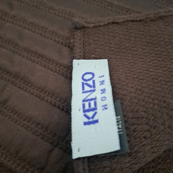 KENZO Homme Italy Luxurious Reversible Wool Backed Silk Scarf Chocolate 60"x13" - Picture 4 of 15